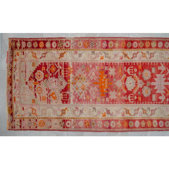 Oushak Runner Rug Turkish Hand Knotted Distressed Hallway Long Runner- 2'10" X 14'1" For Sale - Image 10 of 15