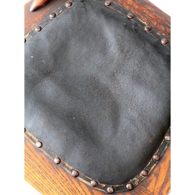 Brown Antique Eastlake Victorian Side Chair With Leather Seat For Sale - Image 8 of 17