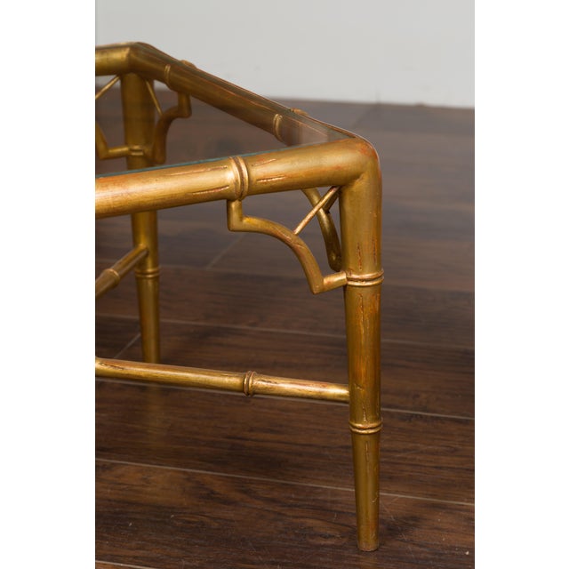 Pair of French Midcentury Gilt Faux Bamboo Drinks Tables with Glass Tops For Sale - Image 11 of 12