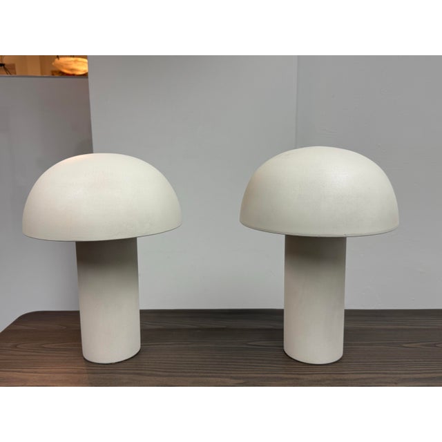 Mid-Century Modern Studio Anansi for Cb2 Enoki Natural Dome Sandstone Table Lamps, Pair For Sale - Image 3 of 12