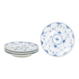 Blue Fluted Full Lace Porcelain Plates from Royal Copenhagen, 1980s, Set of 4 For Sale