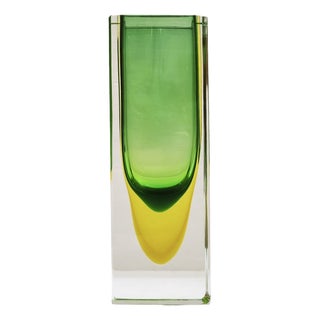 Large Vintage Rectangular Block Vase in Murano Sommerso, Italy, 1960s For Sale
