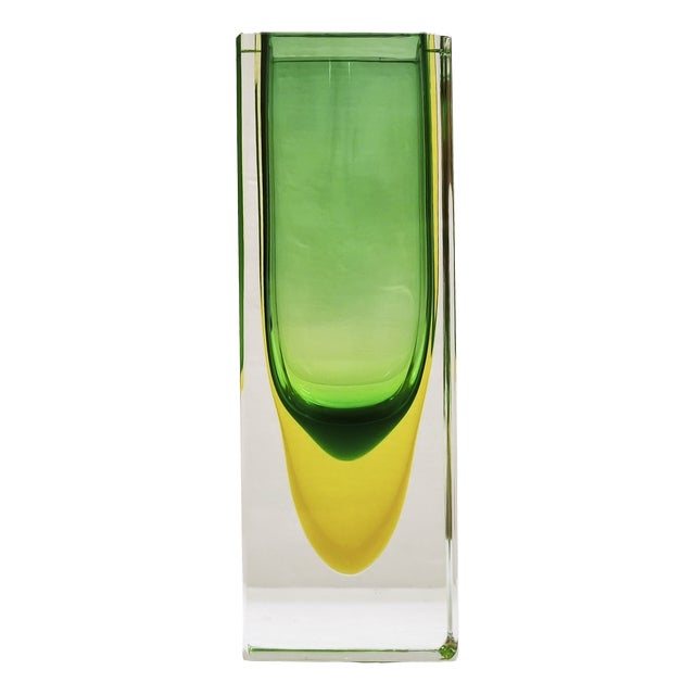 Large Vintage Rectangular Block Vase in Murano Sommerso, Italy, 1960s For Sale