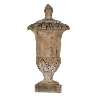 Fluted Wood Urn, Small For Sale