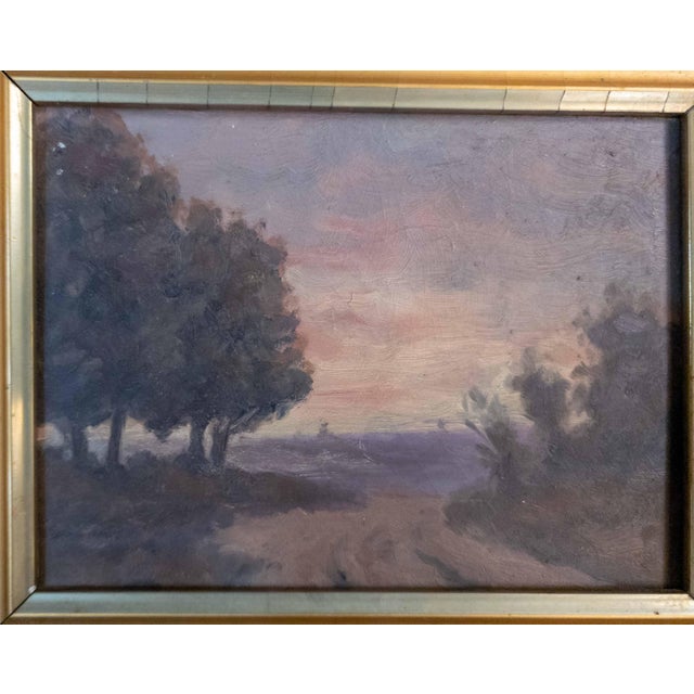 American 20th Century American Tonalist Sunset Landscape Painting in Gold Frame For Sale - Image 3 of 13