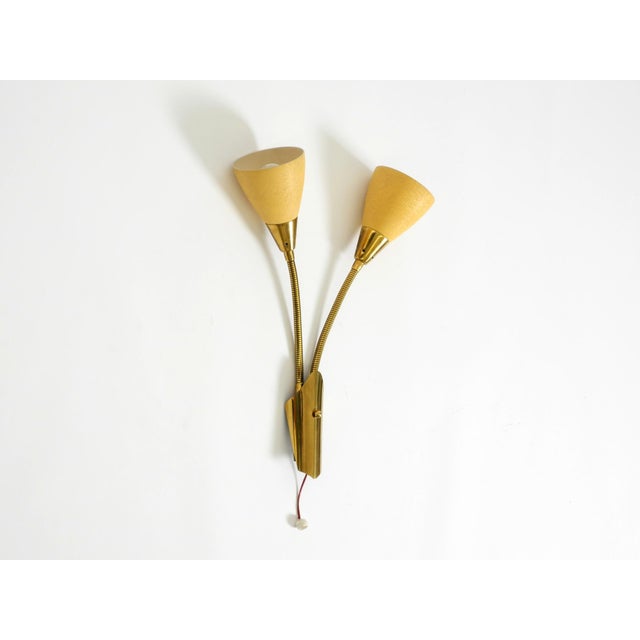 Mid-Century Modern Brass Wall Lamp with Gooseneck and Double Shade by Cosack Leuchten, 1950s For Sale - Image 6 of 18