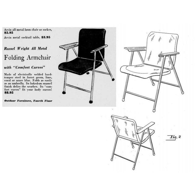 1950s Russel Wright Outdoor/Patio Steel Folding Chair by Schwayder Bros For Sale - Image 9 of 9