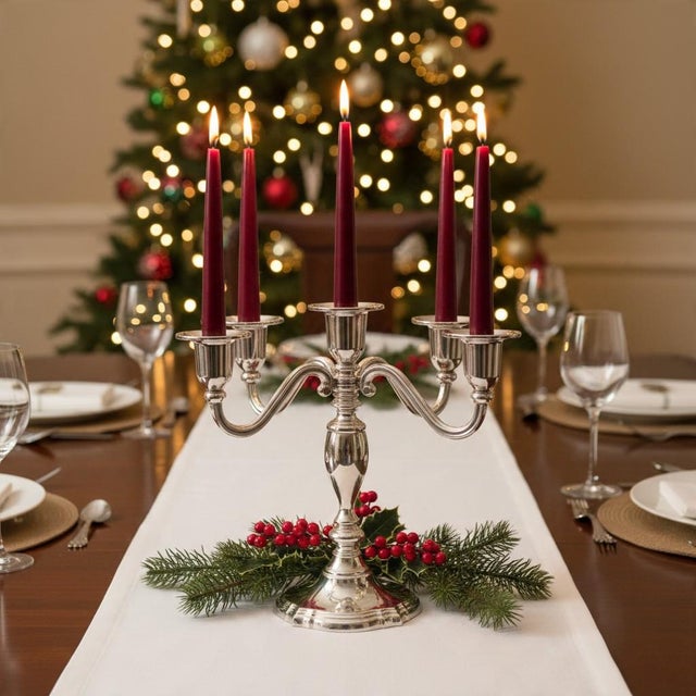 International Silver Vintage International Silver Silverplate 5 Arm Candelabra-Candle Holder-Wedding For Sale - Image 4 of 10