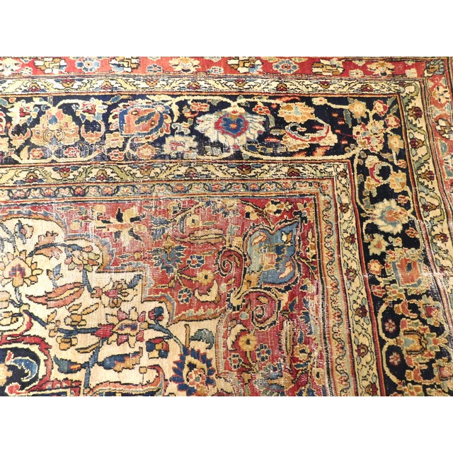 Beige Hand-Knotted Antique Persian Carpet.9'x 11'6" For Sale - Image 8 of 18
