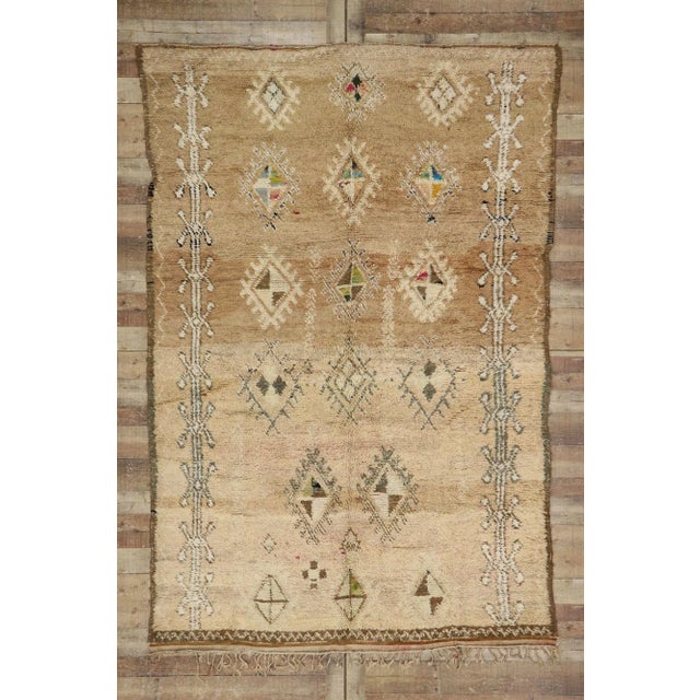 Tan Vintage Beni MGuild Moroccan Rug - 06'07 X 09'08 For Sale - Image 8 of 9