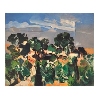 Mid Century Expressionist Landscape "Cork Oaks" by French Artist Jacques Lamy For Sale
