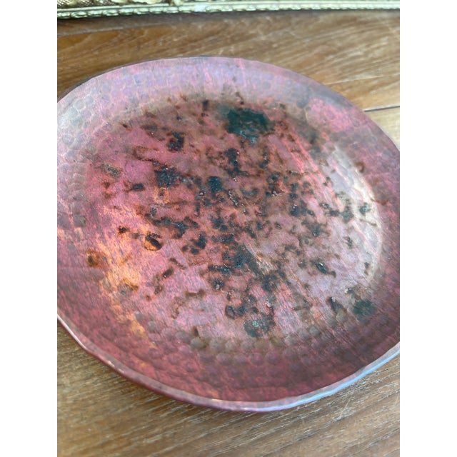 Vintage Hand-Hammered Copper Plate With Patina. For Sale In Seattle - Image 6 of 10
