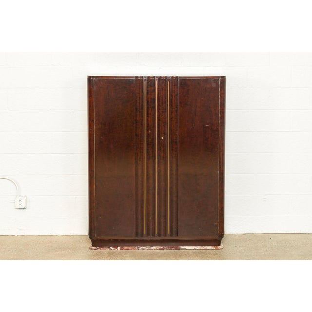 1920s Art Deco Burl Wood & Bronze Bar With Marble Base Chairish