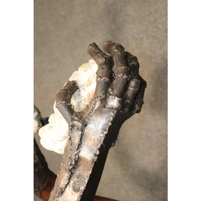 Brown Mid-Century Modern Brutalist Metal Patch Work and Walnut Sculpture by Asai For Sale - Image 8 of 10