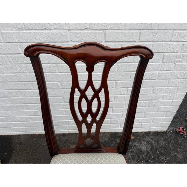 Late 20th Century Set of 8 Solid Mahogany Straight Leg Chippendale Style Dining Chairs For Sale - Image 16 of 16