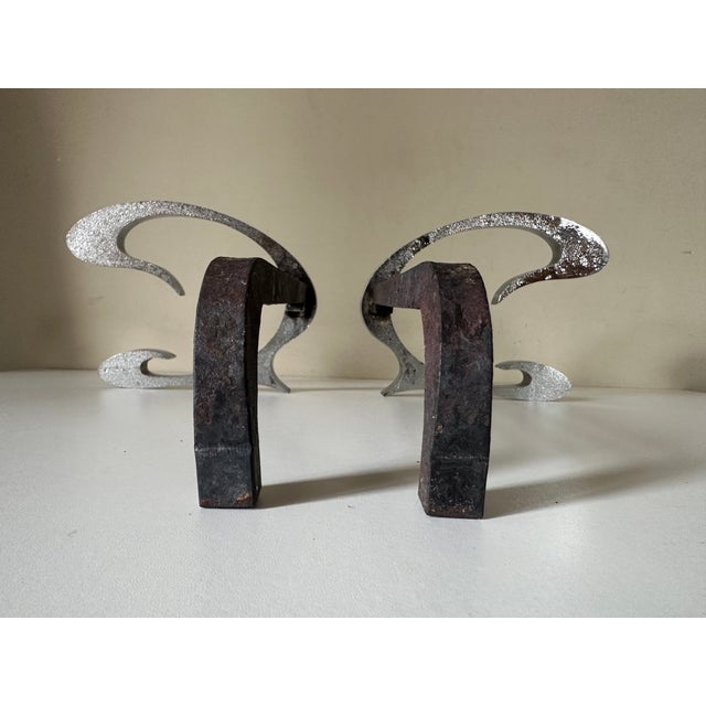 1970s Andirons by Jean Paul, 1970s, Set of 2 For Sale - Image 5 of 18