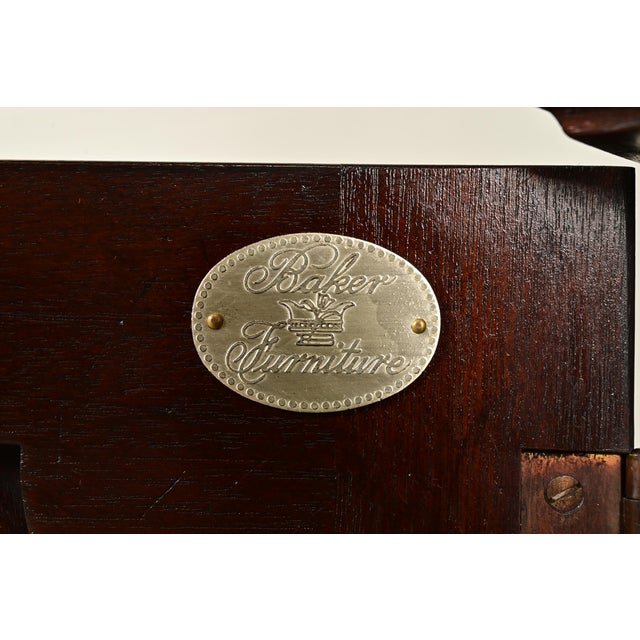 Wood Baker Furniture Georgian Carved Mahogany Breakfront Bookcase Cabinet, Circa 1960s For Sale - Image 7 of 13