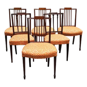 Assembled Set of Six Federal Style Mahogany Upholstered Dining Chairs