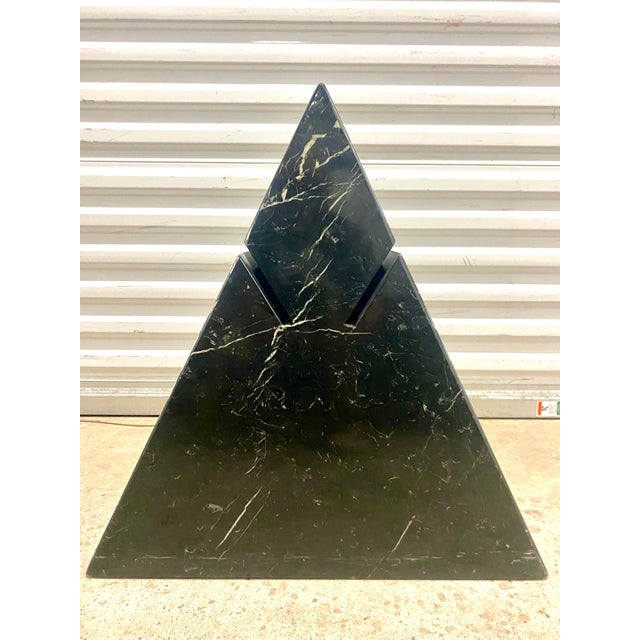 1980s 1980s Postmodern Triangle Marble Base Console Table in the Style of Massimo Vignelli . For Sale - Image 5 of 12