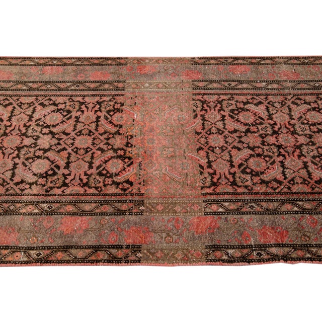 1960s Red Vintage Persian Handmade All Over Wool Runner For Sale - Image 5 of 7