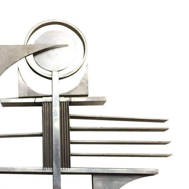 Brutalist Mid-Century Brutalist Free-Form Aluminum & Steel Geometric Art Wall Sculpture For Sale - Image 3 of 5