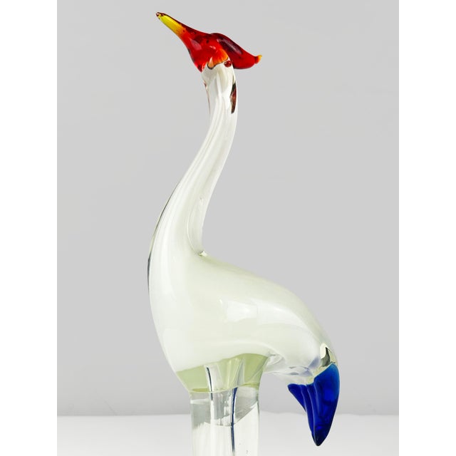 Mid-Century Modern Murano Art Glass Crane Bird Figurine from Made Murano Glass, 1970s For Sale - Image 4 of 14