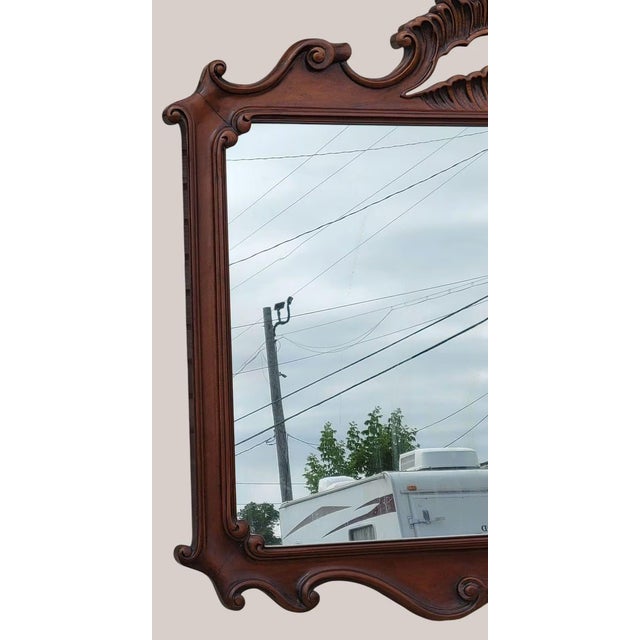Italian 20th Century Italian Beechwood Carved Wall Mirror For Sale - Image 3 of 9