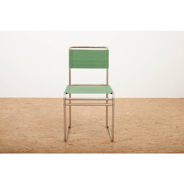 B5 / B40 Chair in Chrome-Plated Tubular Steel with Green Fabric Seat by Marcel Breuer for Tecta, 1980s, in Good...
