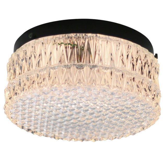 Mid-century wall or ceiling lamp. metal base with white clear glass. 1960-1970 1x e27 / e26. Depending on destination, all...