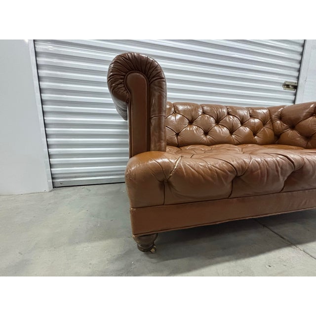 Animal Skin Rare Iconic Vintage Cocheo Brothers Chesterfield Tufted Leather Loveseat Sofa For Sale - Image 7 of 12