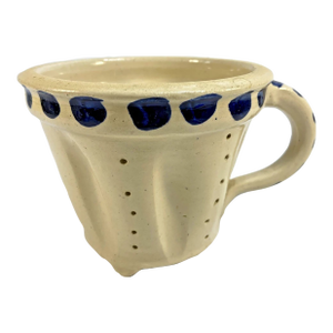 Antique French Cheese Mold Strainer Faisselle Footed Stonewear Sieve Holes 4.5in