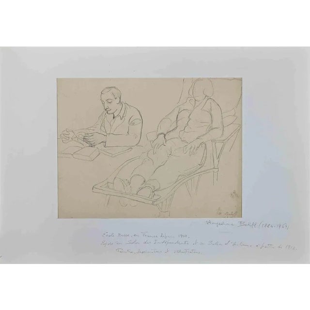 Modern Angelina Beloff, Relax, Pencil Drawing, 1930s For Sale - Image 3 of 3