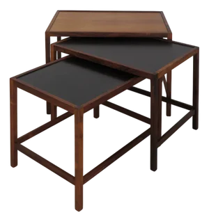 Scandinavian Wood and Formica Nesting Tables by Kurt Østervig, Denmark, 1960s, Set of 3