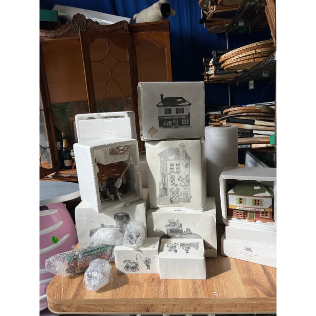 Ceramic Huge Collection of Vintage Christmas Heritage Village Collection Ceramic Designs. Garfield Christmas Houses Bonus- Set of 10 For Sale - Image 7 of 11