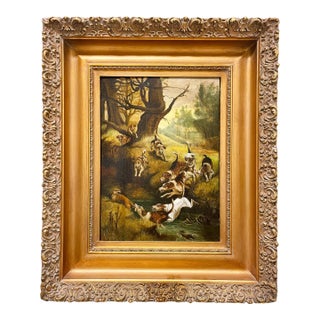 Thomas Blinks (British, 1853-1910) Hounds Chasing a Hunt, Circa 1890 For Sale