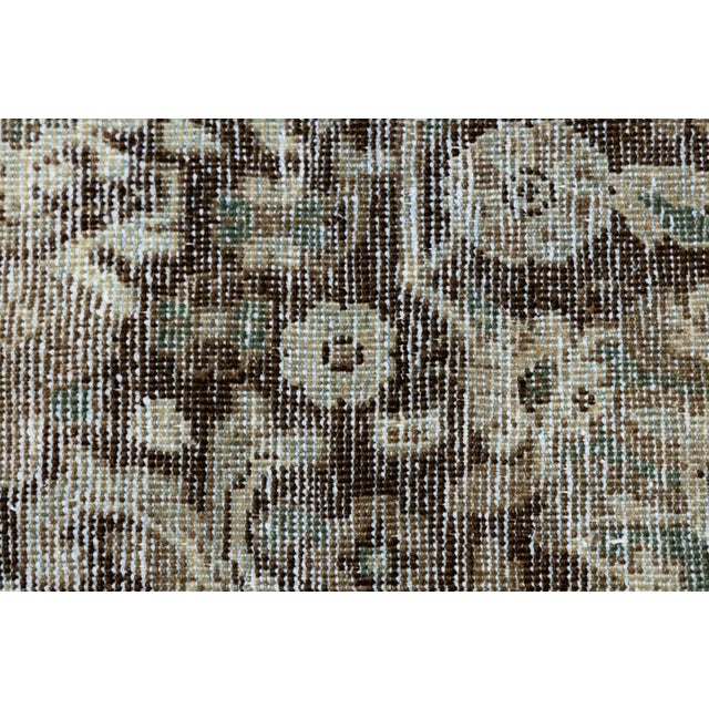 Modern Antique Mahal Hand-Knotted Wool Rug in Neutral Mocha, Espresso, & Ice Blue For Sale - Image 3 of 12