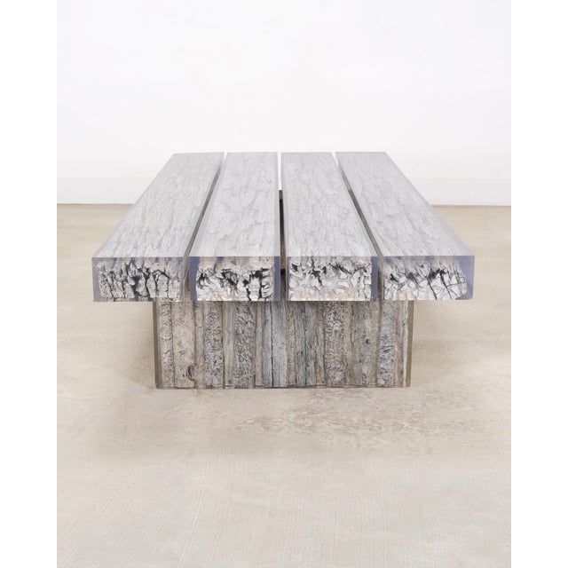 2000 - 2009 Timothy Oulton Glacier Coffee Table Burnt Timber in Lucite 6 Ft For Sale - Image 5 of 18