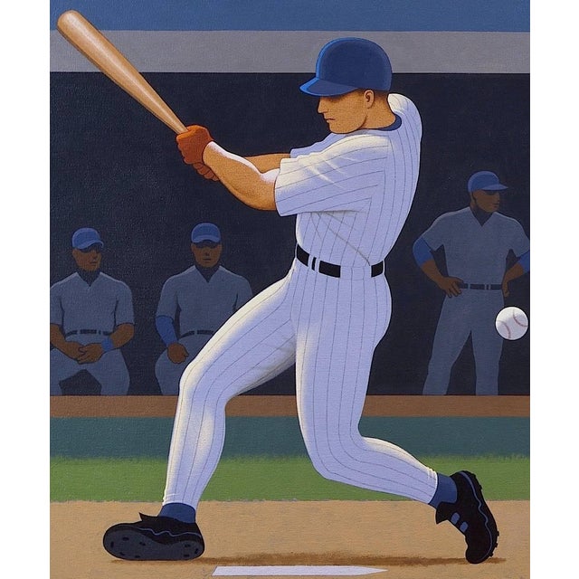 This painting is the ordinal art which was reproduced as an illustration for Ballpark: The Story of America's Baseball...