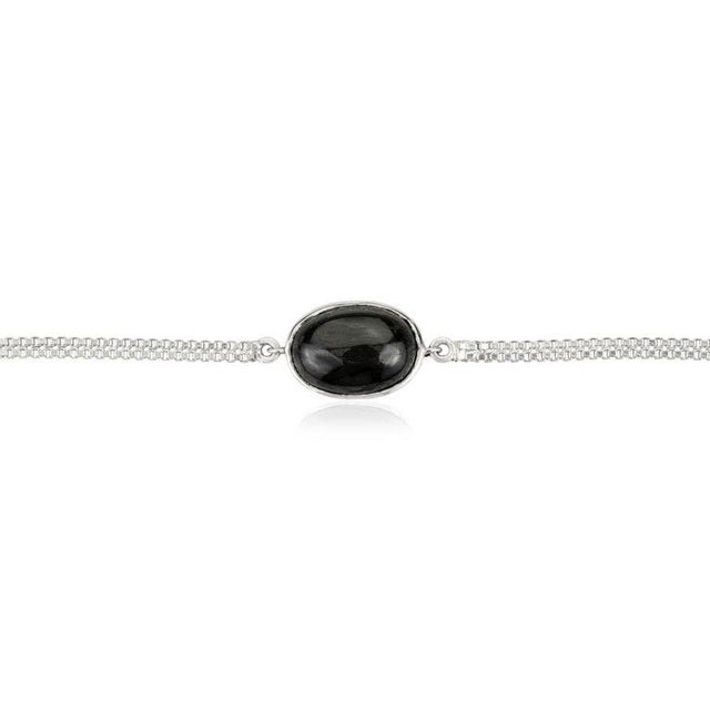 Contemporary Vintage Style 16.10 Ct Oval Cut Boho Black Star Bracelet in Sterling Silver For Sale - Image 3 of 10