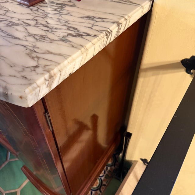 Louis XVI Antique Commode Ormolu Carrara Marble Display Cabinet Vitrine Buffet For Sale - Image 4 of 18