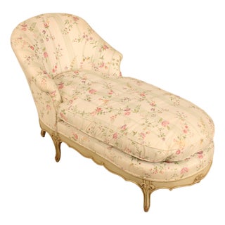 Vintage French Louis XV Style Down Seat Chaise Lounge For Sale