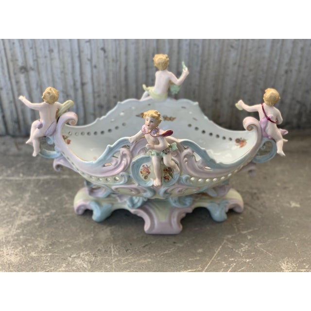 Ceramic Late 19th Century Rococó Porcelain Figural Cherub Jardinière or Centerpiece Bowl by Meissen For Sale - Image 7 of 18