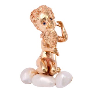 Ruser Monday's Child Holding a Mirror Brooch For Sale