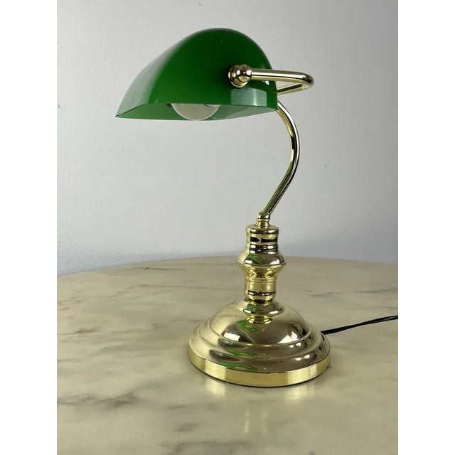 Ministerial Lamp in Golden Metal and Colored Glass, Italy, 1980s For Sale - Image 4 of 10