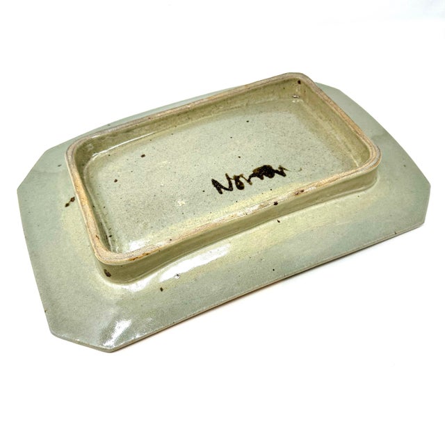 Eric Norstad Mid-Century Painted Fish Slab Pottery Platter, Signed For Sale - Image 4 of 9