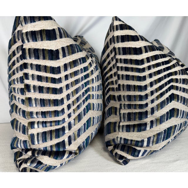 Transitional Opuzen "Tazza" in Great Lakes 22" Pillows-a Pair For Sale - Image 3 of 3