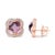 18K Rose Gold 3/8 Cttw Diamond and 11x11mm Clover-Cut Purple Amethyst Gemstone Clover Halo Stud Earrings (G-H Color, SI1-SI2 Clarity) For Sale - Image 4 of 5