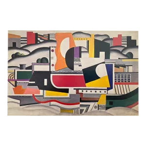 Fernand Leger Vintage 1976 Modernist Lithograph Print " the Big Barge " 1923