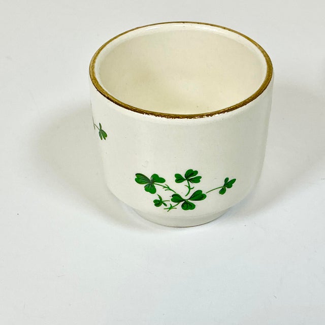 Ceramic Mid-Century Scottish English Traditional Shamrock Motif Egg Cups - A Pair, St Patrick’s Day. For Sale - Image 7 of 9