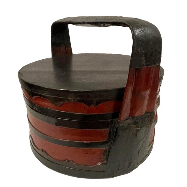Chinese Early 20th Century Chinese Hand Bamboo Wedding Basket/Lunch Box For Sale - Image 3 of 8